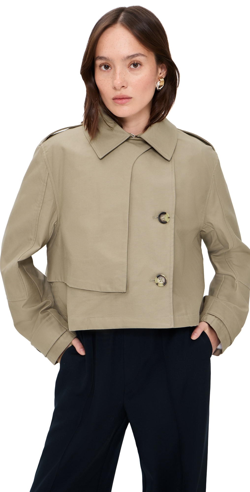 Jamie Cropped Trench Khaki