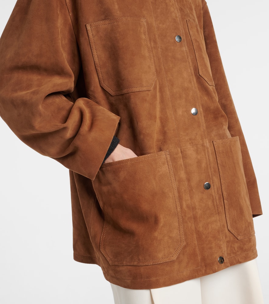 Barn leather-trimmed suede jacket