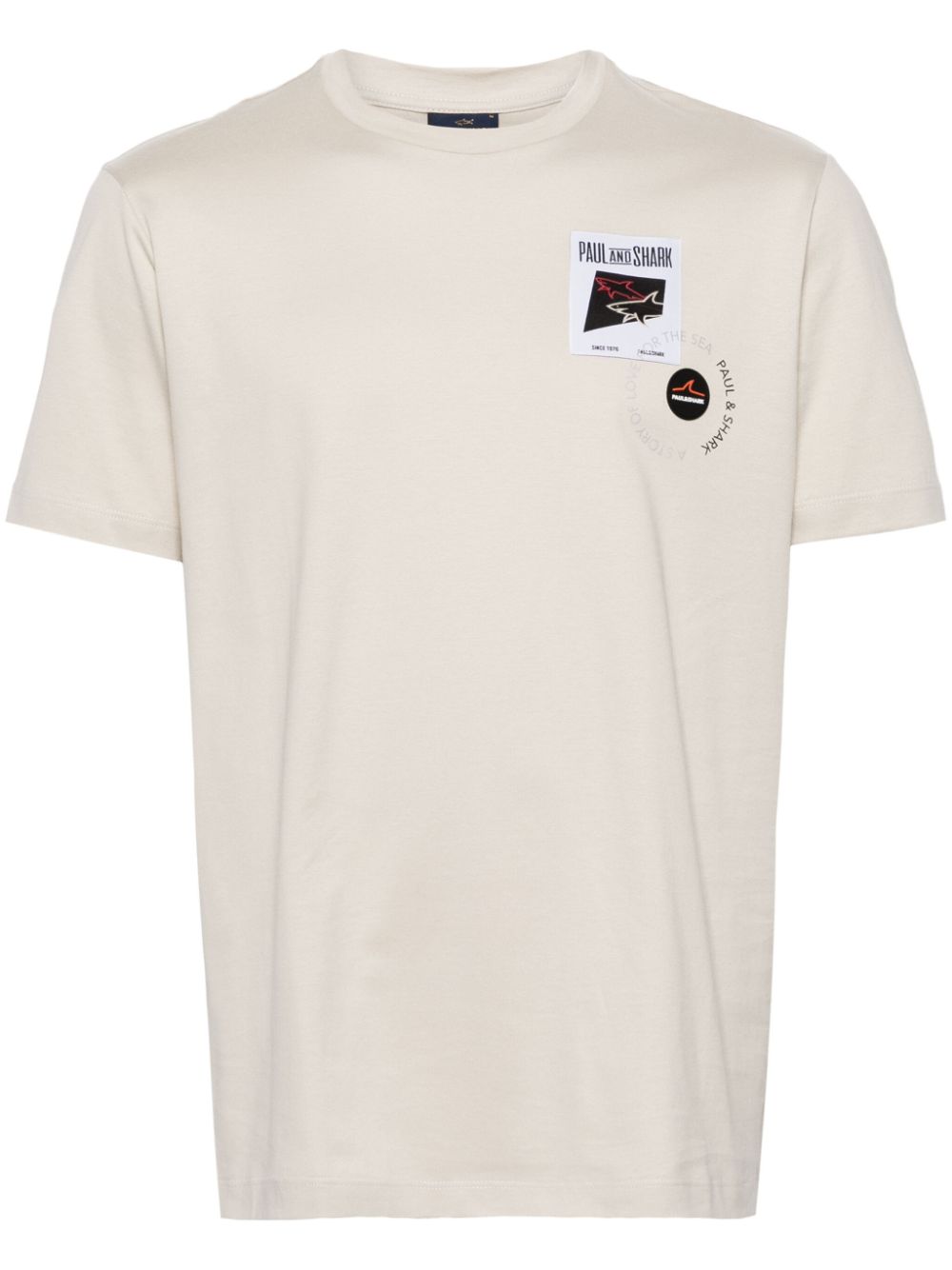 Logo-patch cotton T-shirt - Neutrals