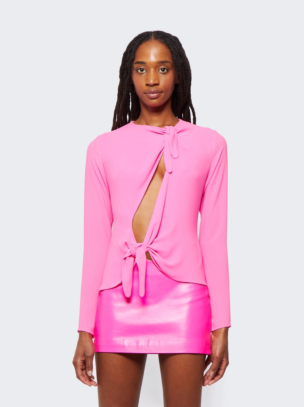Zelda tie-front blouse - Pink