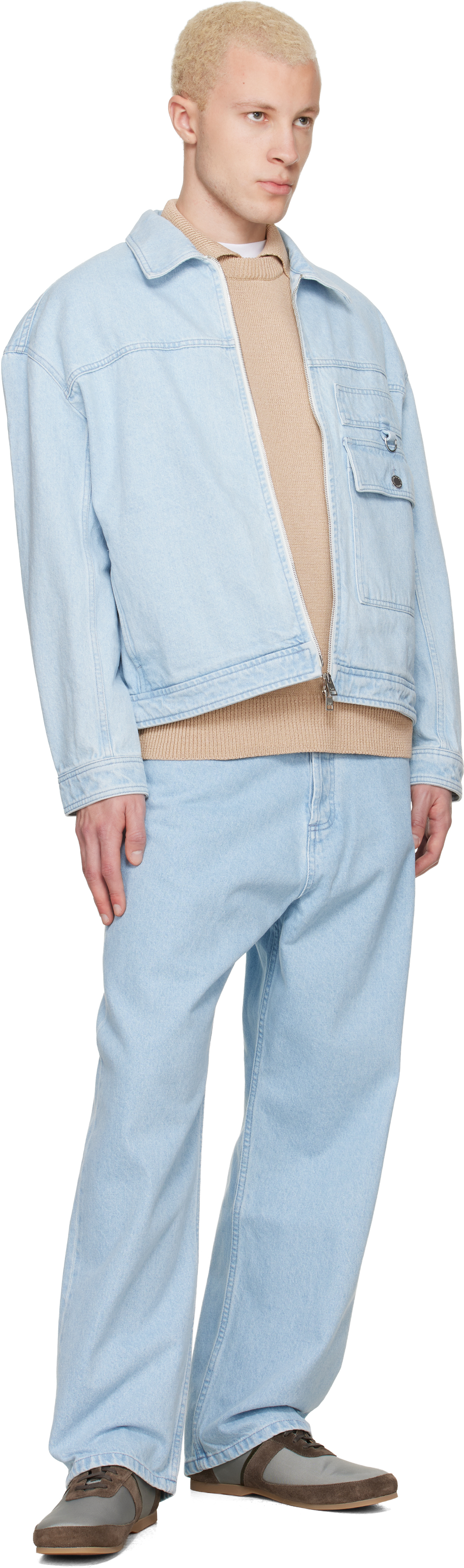 Blue Zipped Denim Jacket