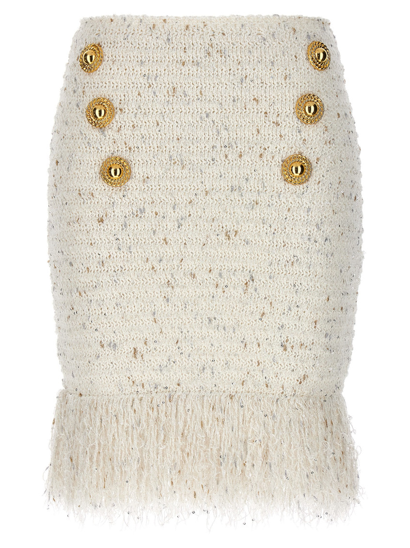 Fringed Tweed Skirt
