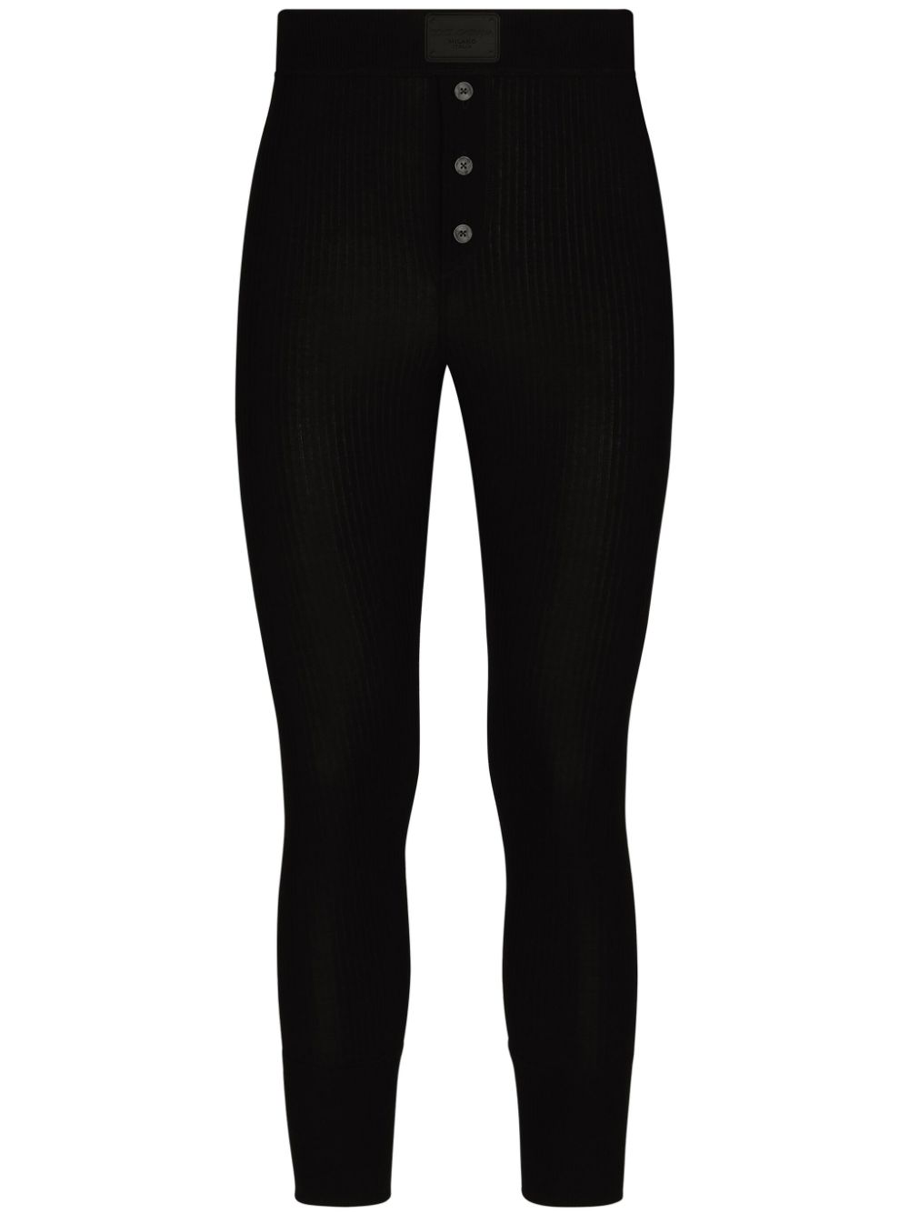 Ribbed cotton leggings - Black