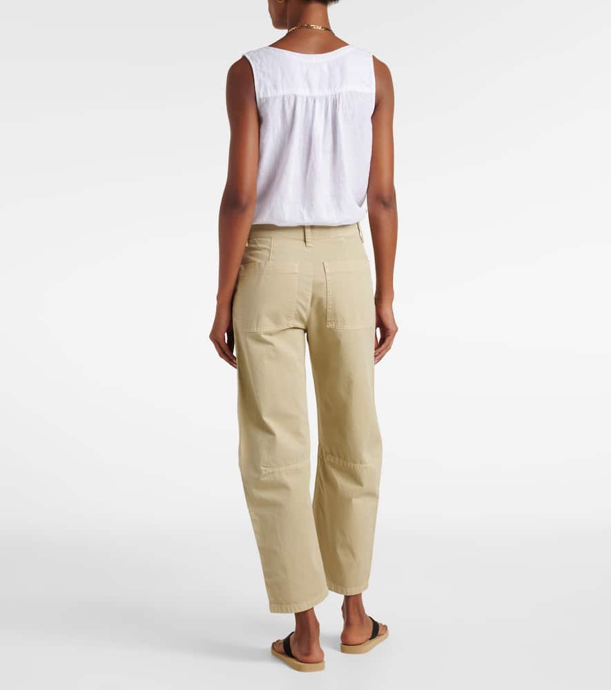 Brylie cotton twill barrel-leg pants
