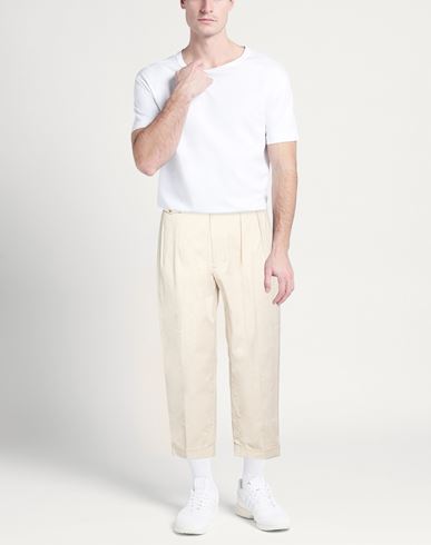 Man Pants Cream Size L Cotton, Polyurethane