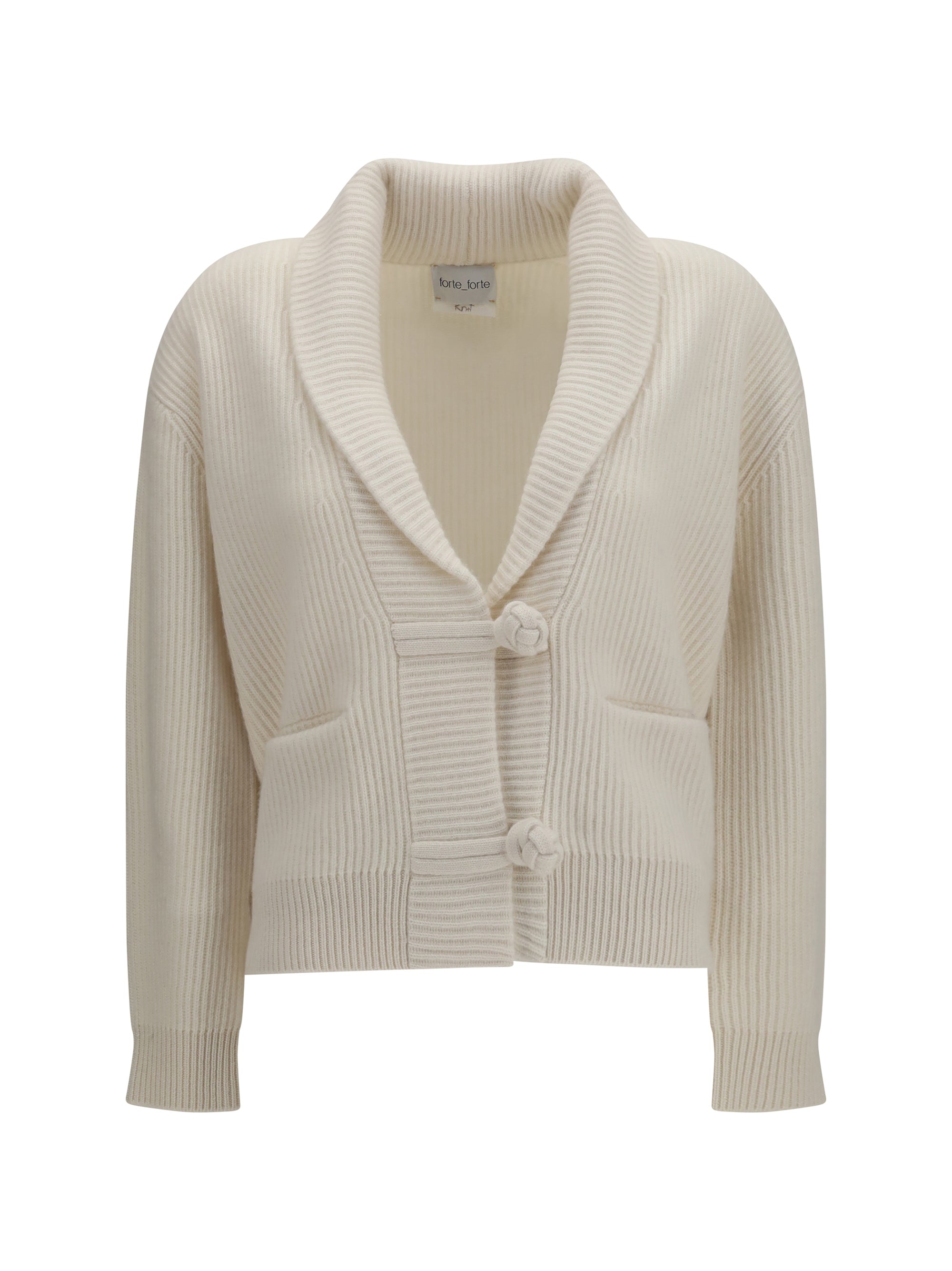 Ribbed Wool and Cashmere Cardigan — Beige