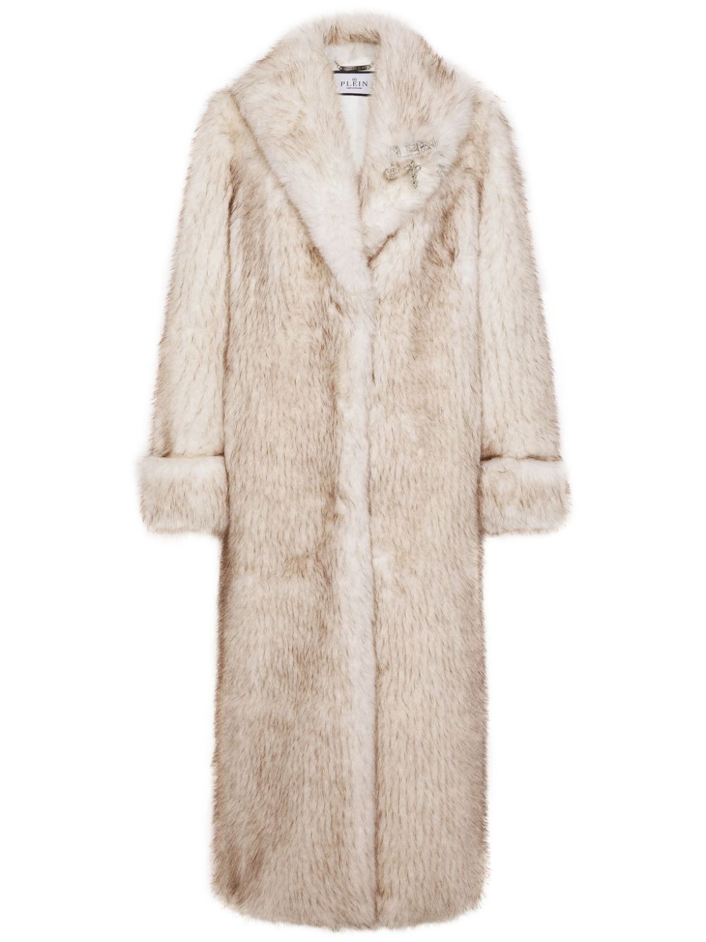 Shawl-lapels faux-fur coat - Blue