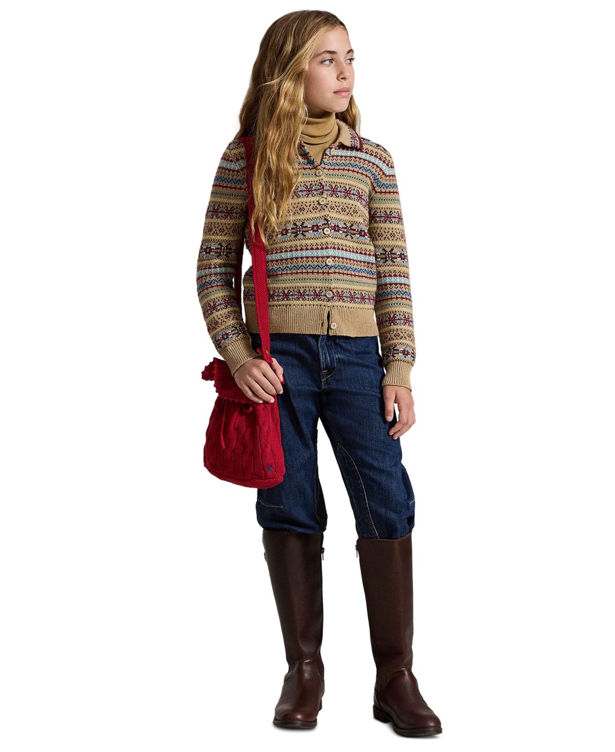 Girls' 7-16 Curved Tapered Cotton Denim Jeans - Lucero Wash