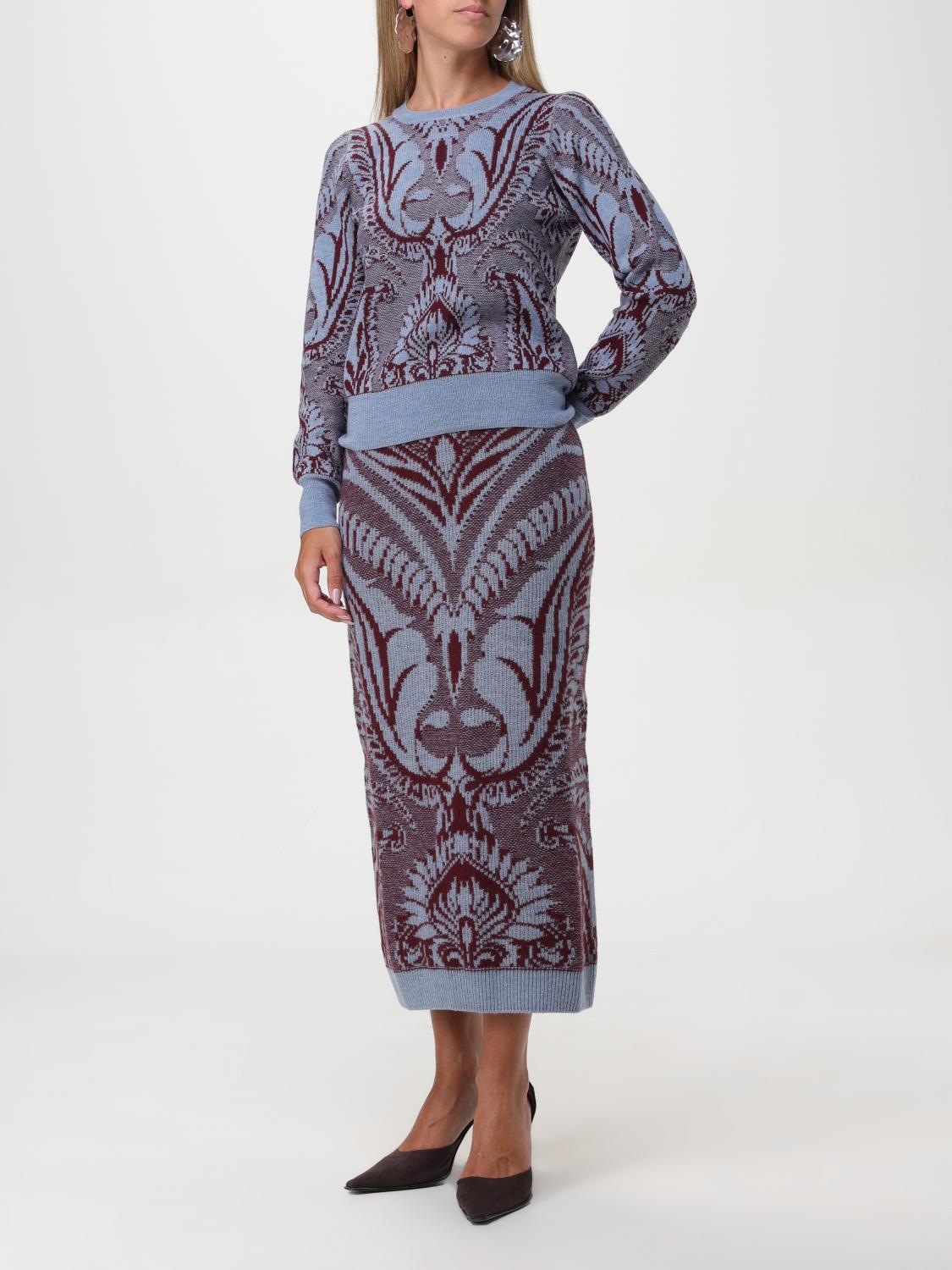 Floral jacquard-knit wool jacket - Blue