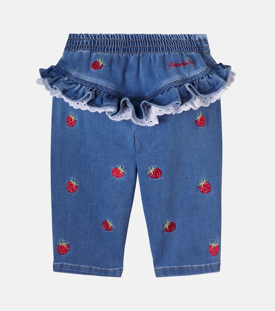 X Disney baby embroidered ruffled jeans