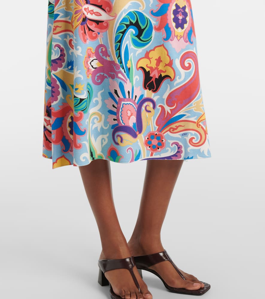 Paisley silk-blend midi dress