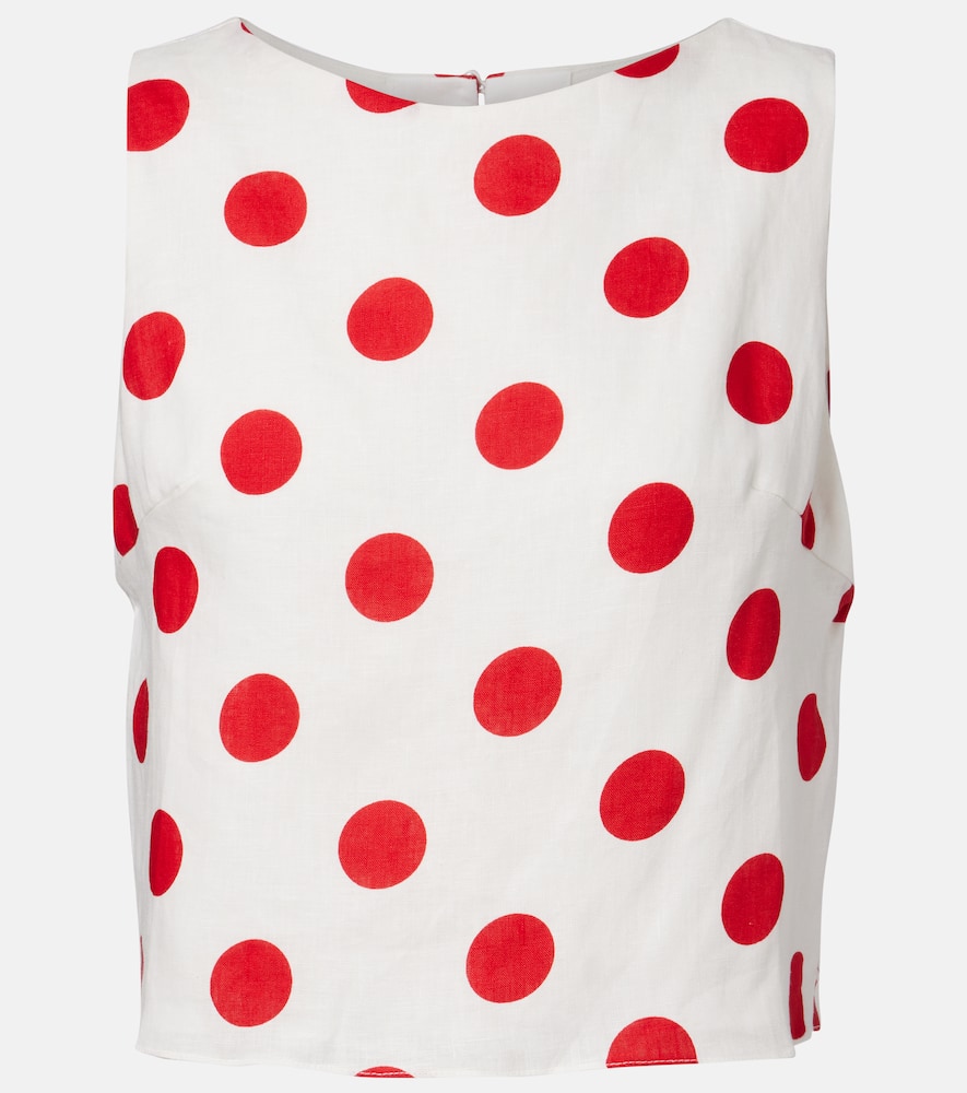 Avelino polka-dot linen crop top