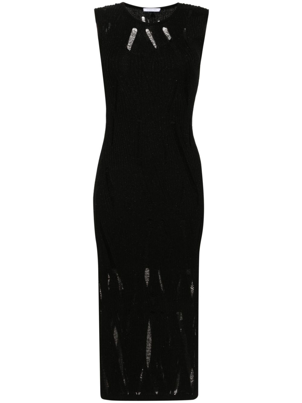 Sleeveless knitted midi dress - Black