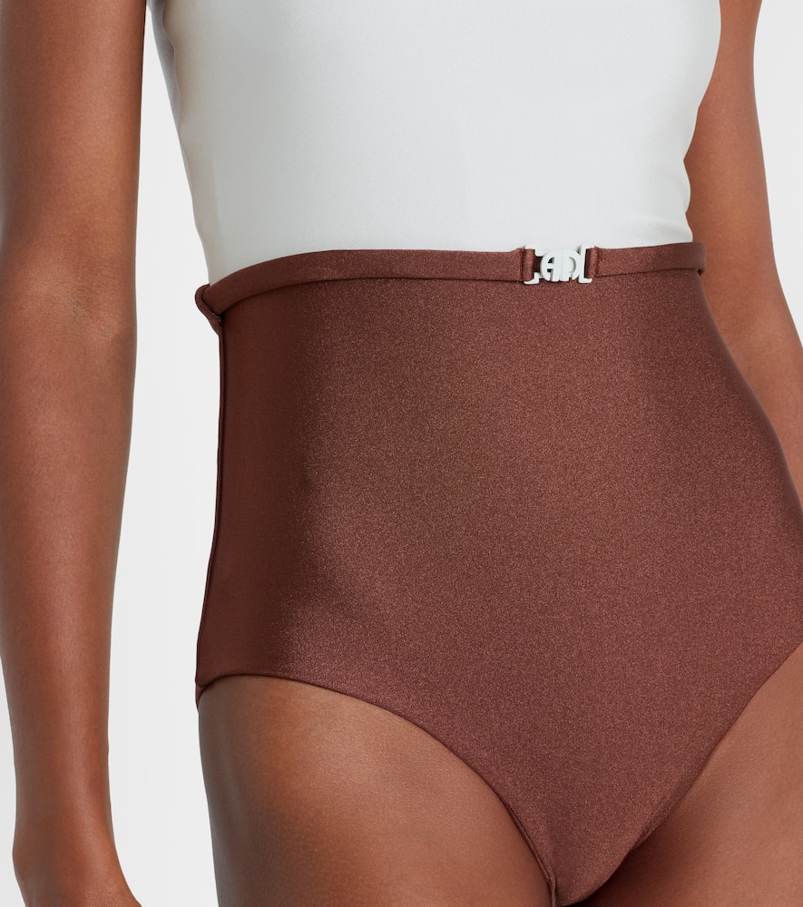 Bicolor belted swimsuit