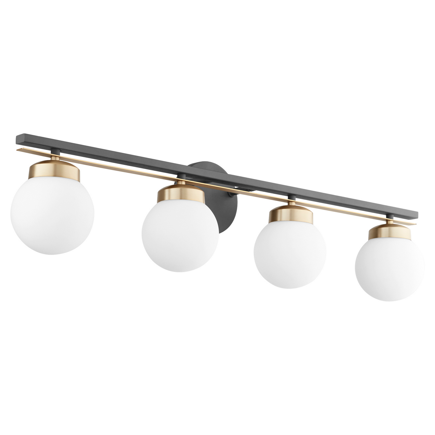 Nimbus 4-Light Bathroom Vanity Light in Textured Black w with Aged Bra