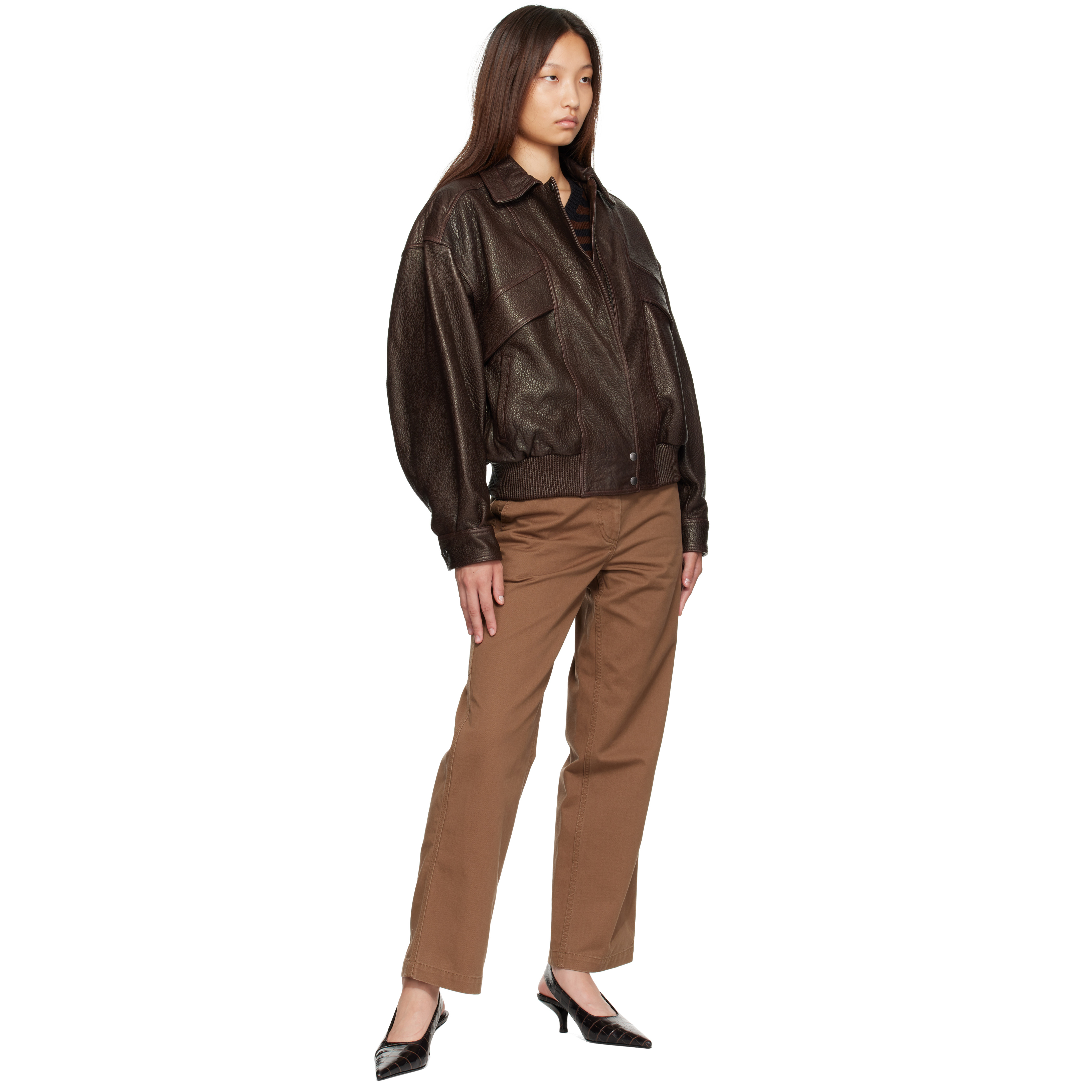 Brown Tabby Wide Chino Pants