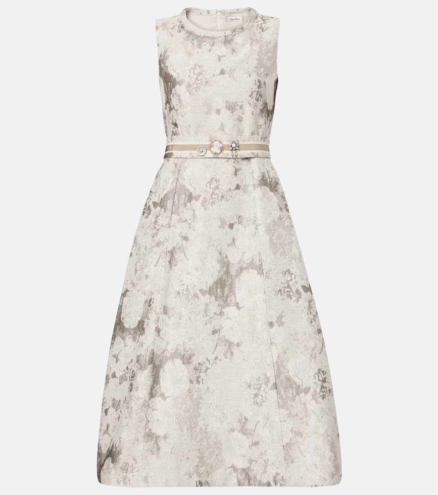 Cotton-blend jacquard midi dress