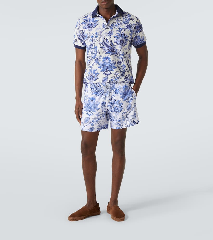 Printed cotton polo shirt