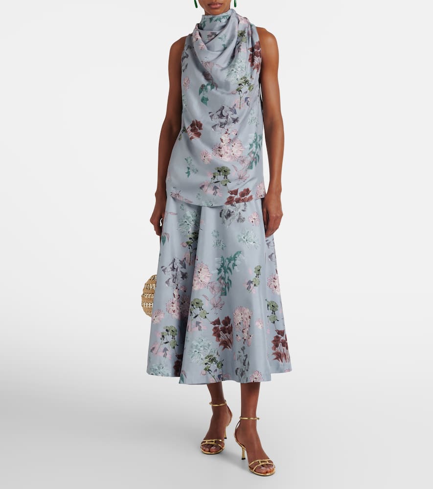 Varda floral silk midi skirt