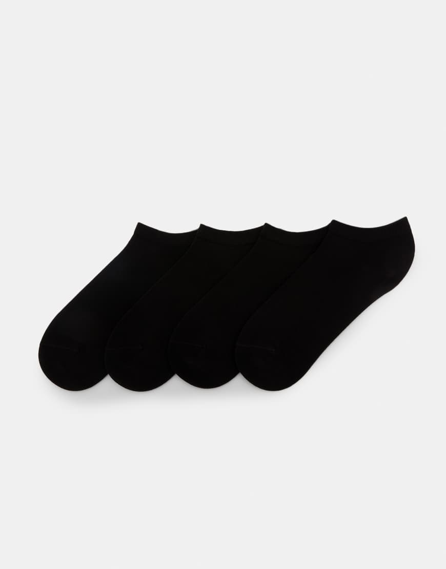 Pack of 4 pairs of ankle socks in black