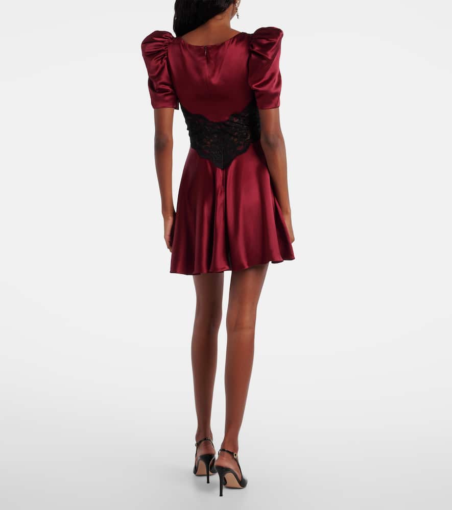 Lace-trimmed silk cocktail dress