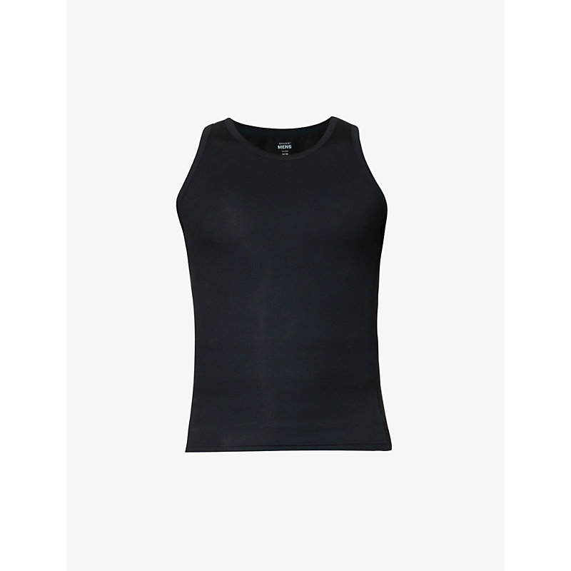 Mens Black Sculpt Regular-fit Stretch-cotton Tank top 