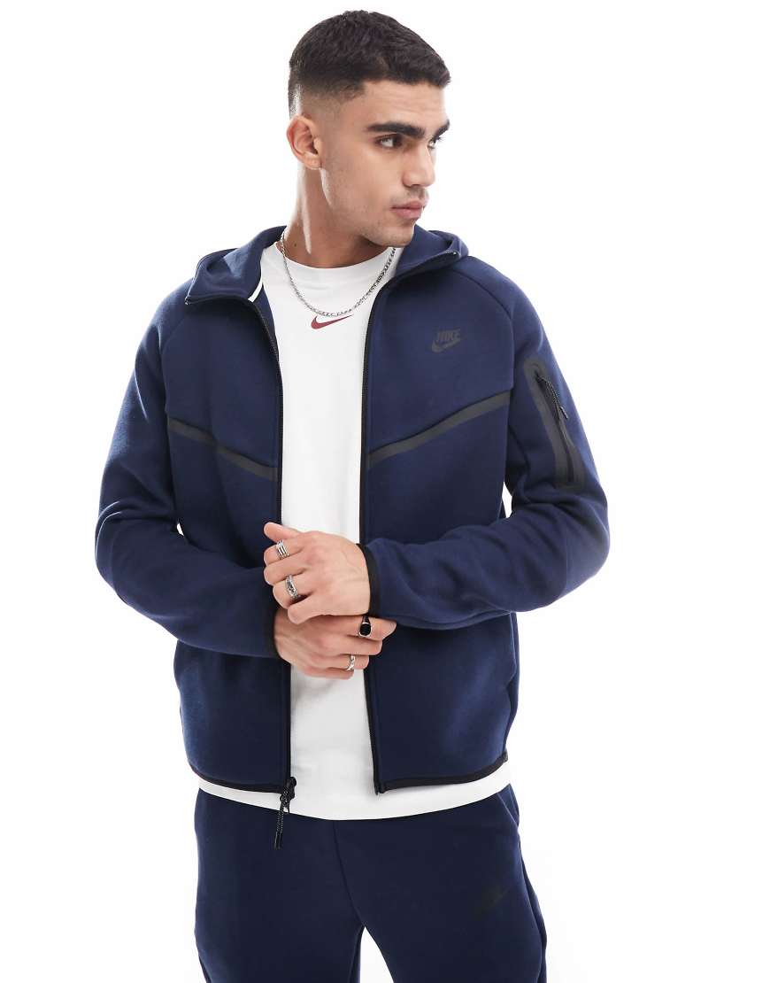 Tech Fleece full zip hoodie in navy