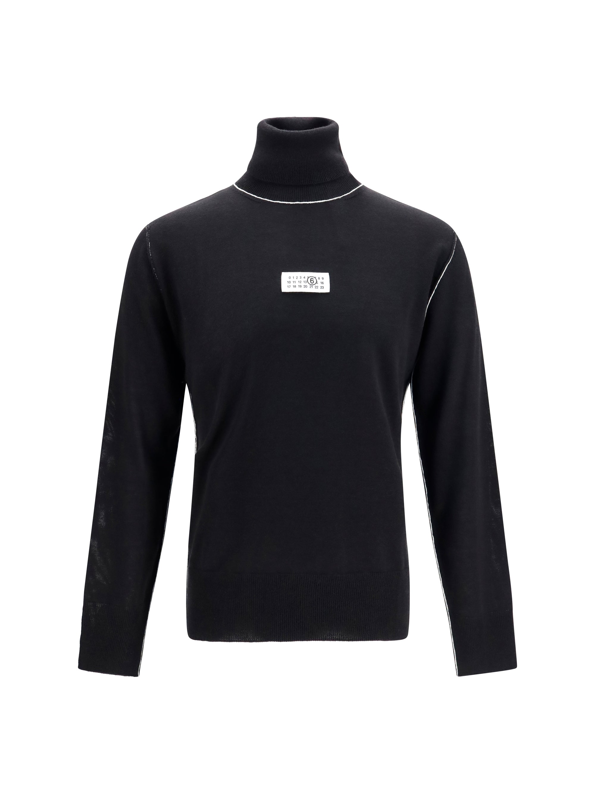 Logo-Patch Merino Wool Turtleneck Sweater — Black