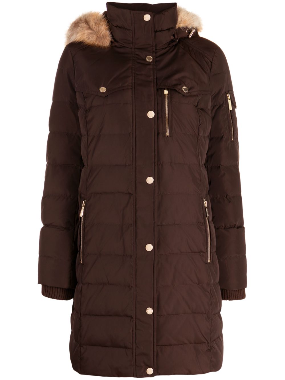 Hooded puffer coat - Brown