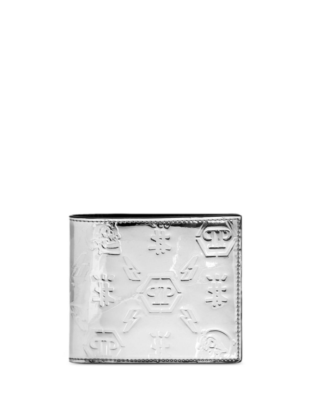 Monogram-embossed metallic wallet - Silver