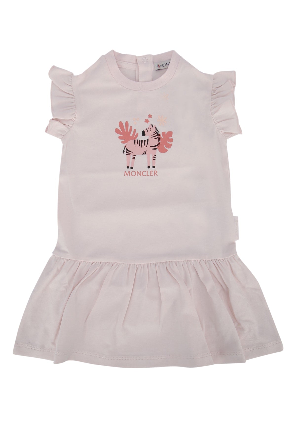 Zebra-Embroidered Cotton Dress — Pink