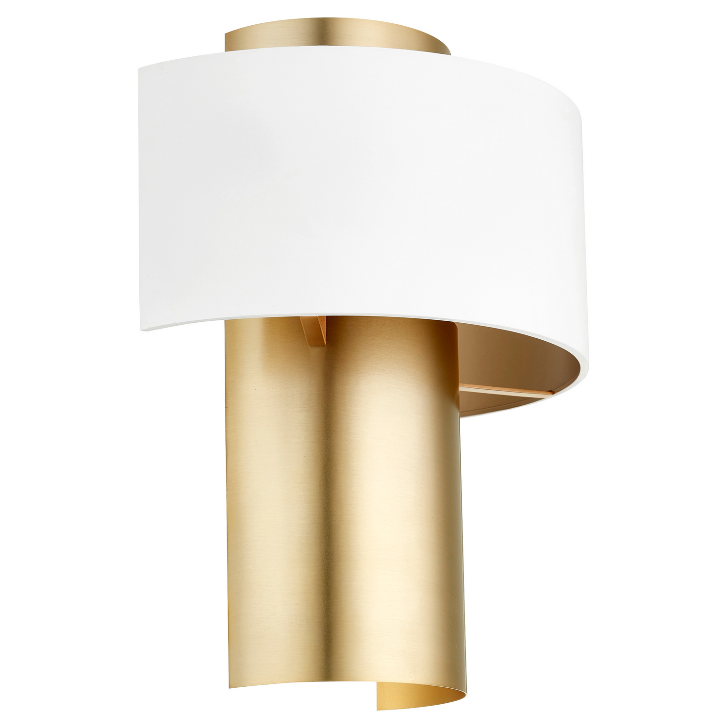 5611 Half Drum Sconce 1-Light Wall Sconce in Studio White w with Aged Bra