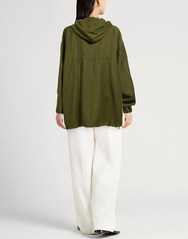 Woman Overcoat & Trench Coat Military green Size M Linen, Virgin Wool