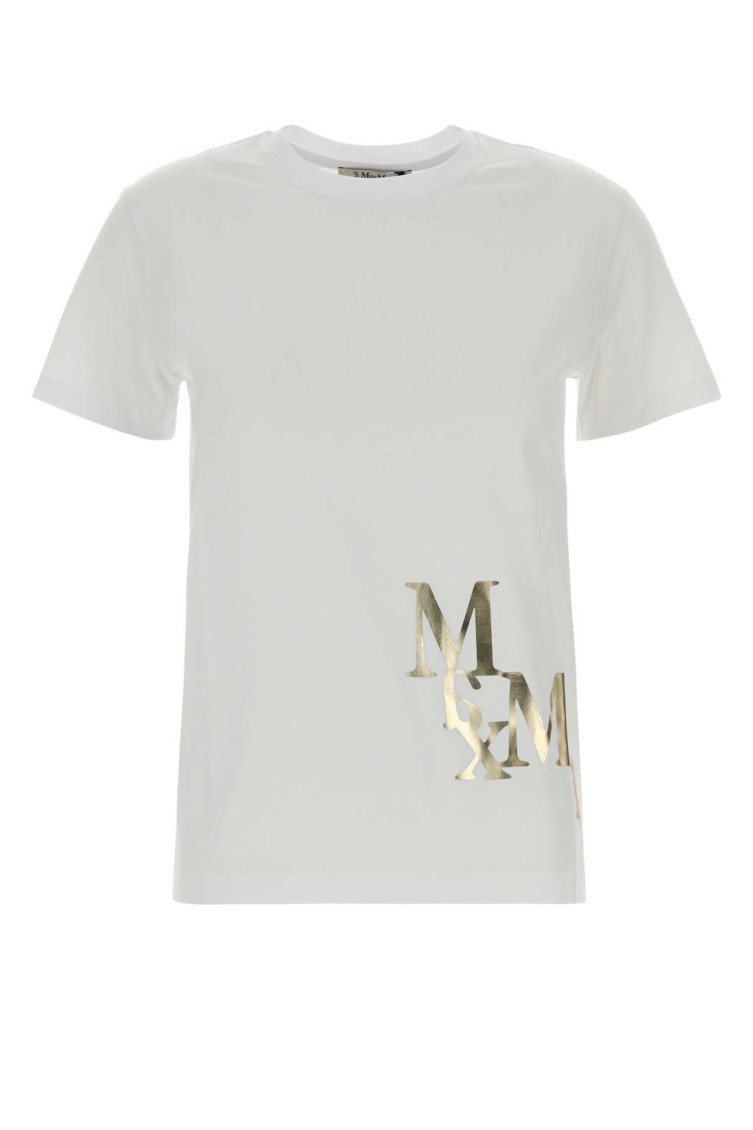 White Crew Neck Graphic Logo T-Shirt