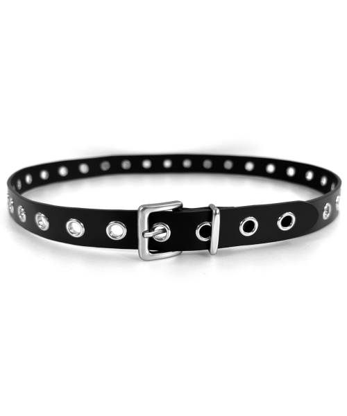 Double Hole Leather Belt_Black