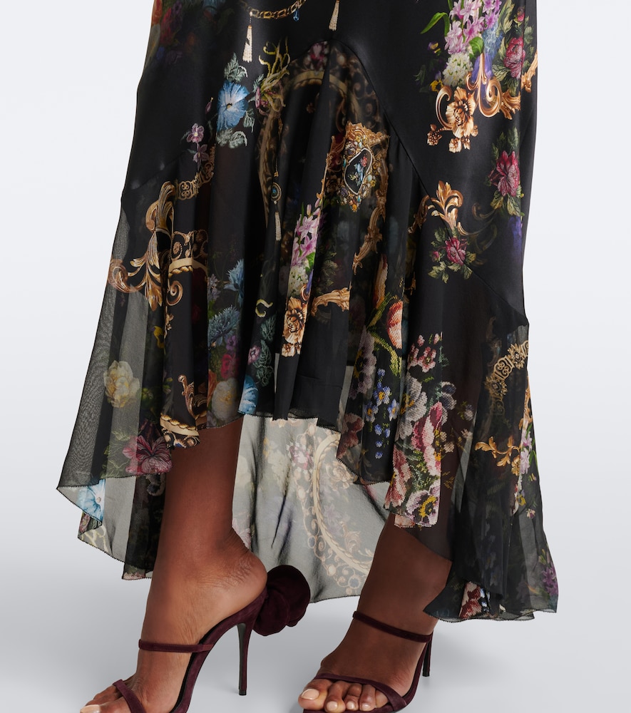 Floral silk satin slip dress