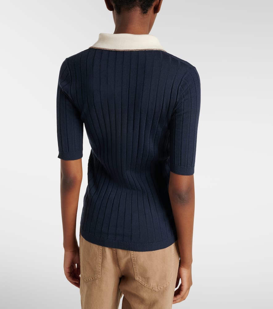 Embellished wool and cashmere polo sweater