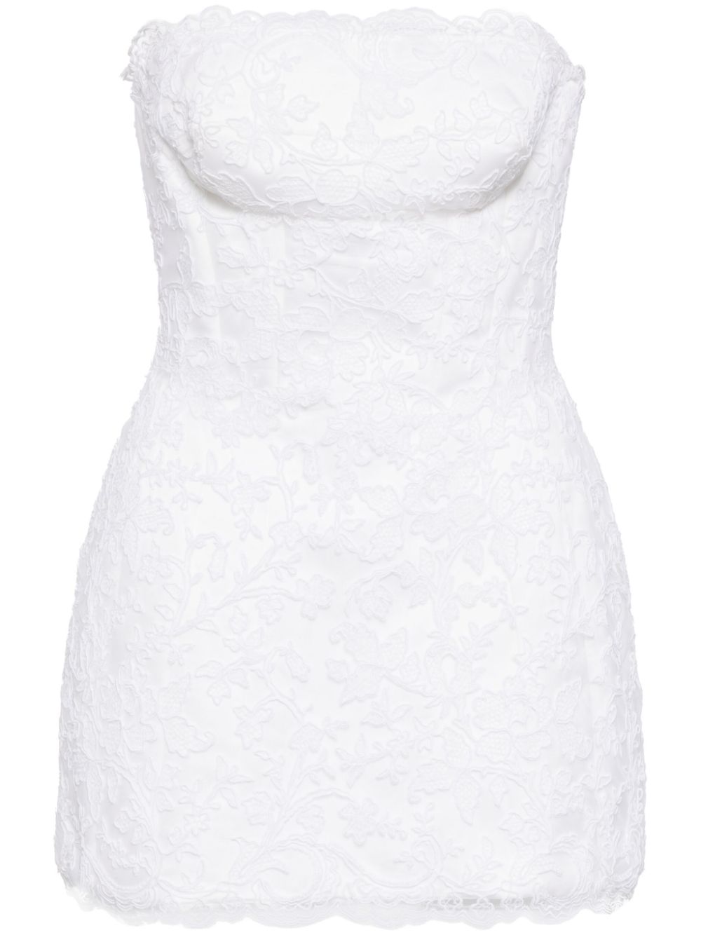 Strapless lace minidress - White