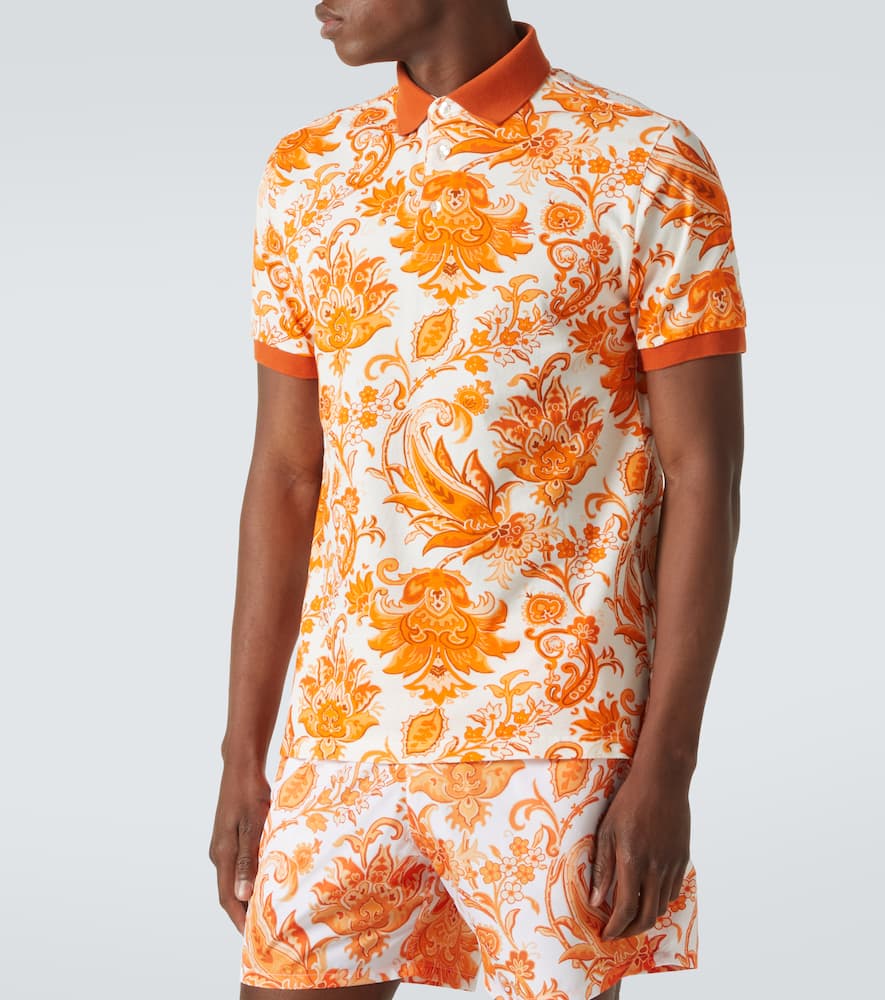 Printed cotton polo shirt