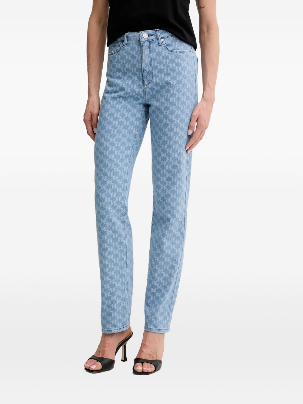 Monogram-pattern jeans - Blue