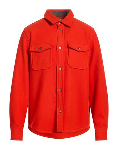 Man Shirt Tomato red Size L Virgin Wool, Polyamide