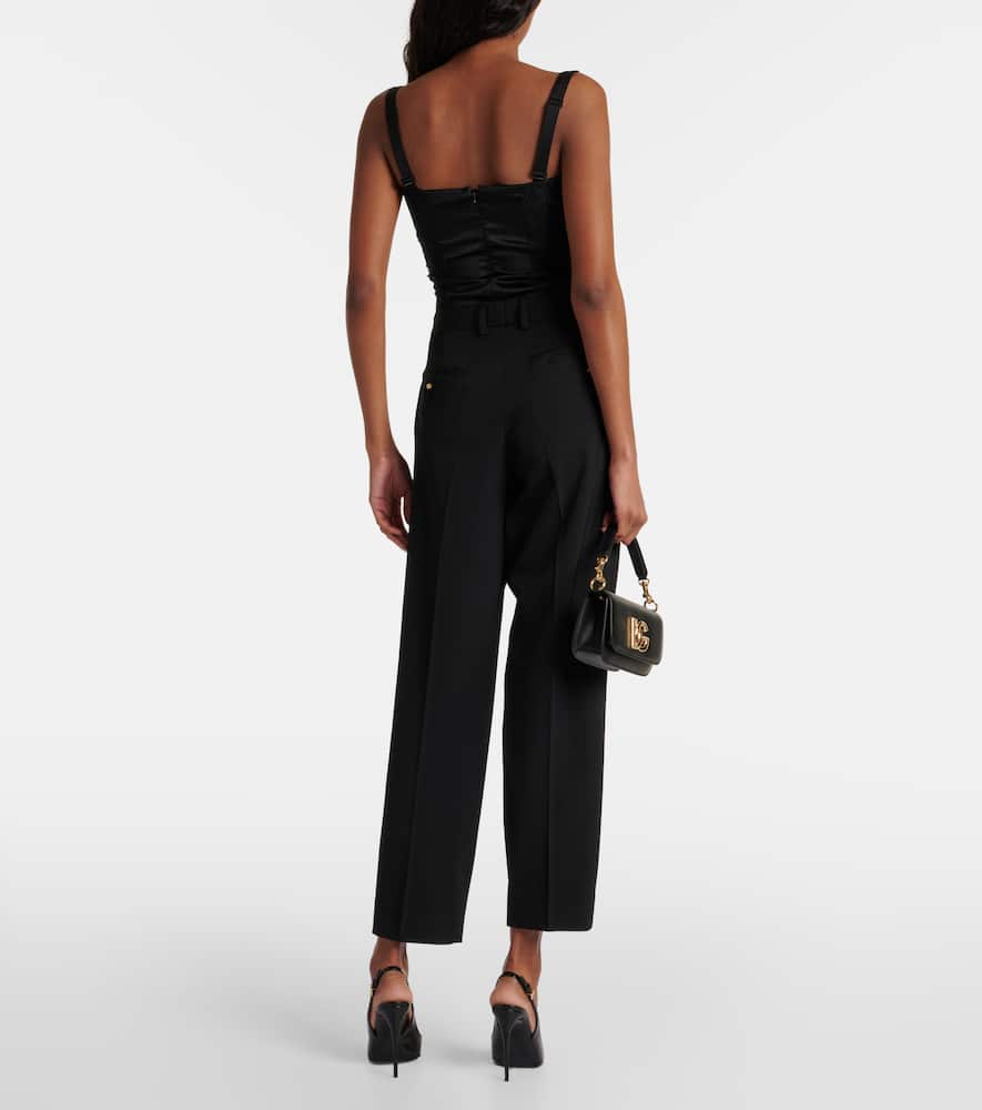 Low-rise wool-blend slim pants