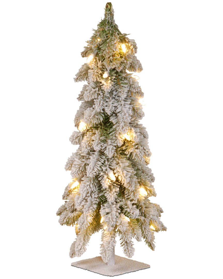 National Tree Company 24in Snowy Downswept Forestree with Metal Plate and 50 Clear Lights