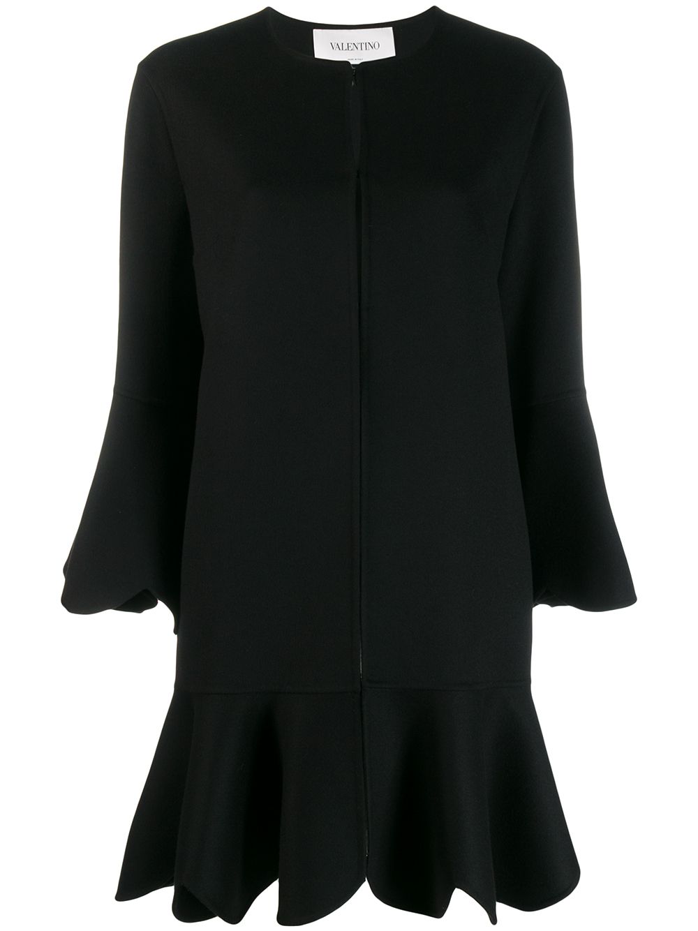 Flared scalloped coat - Black