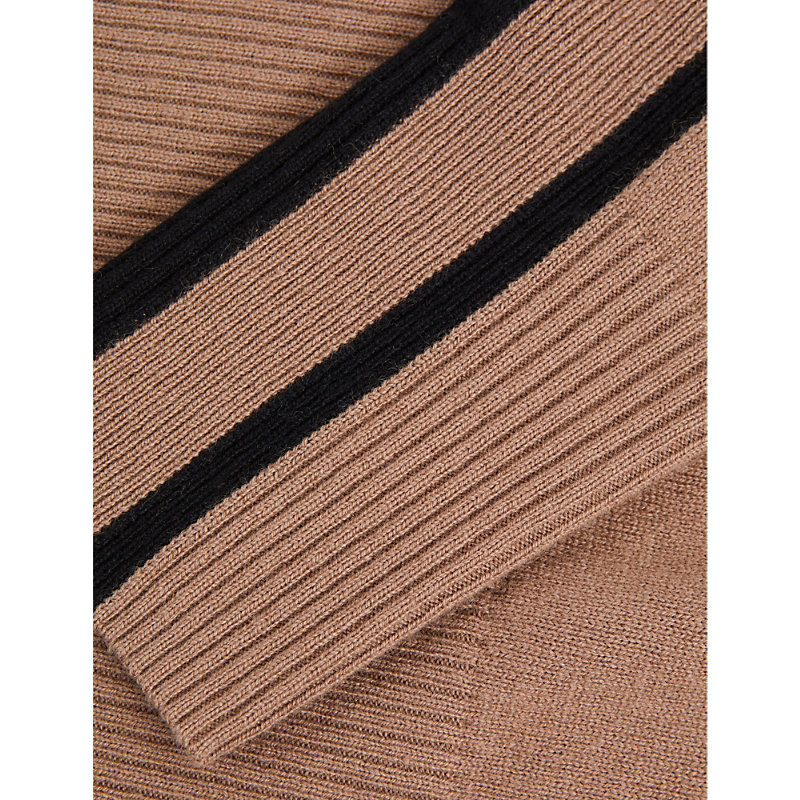 Womens Mink/black Annie Colour-block Slim-fit Wool and Cashmere-blend Jumper M