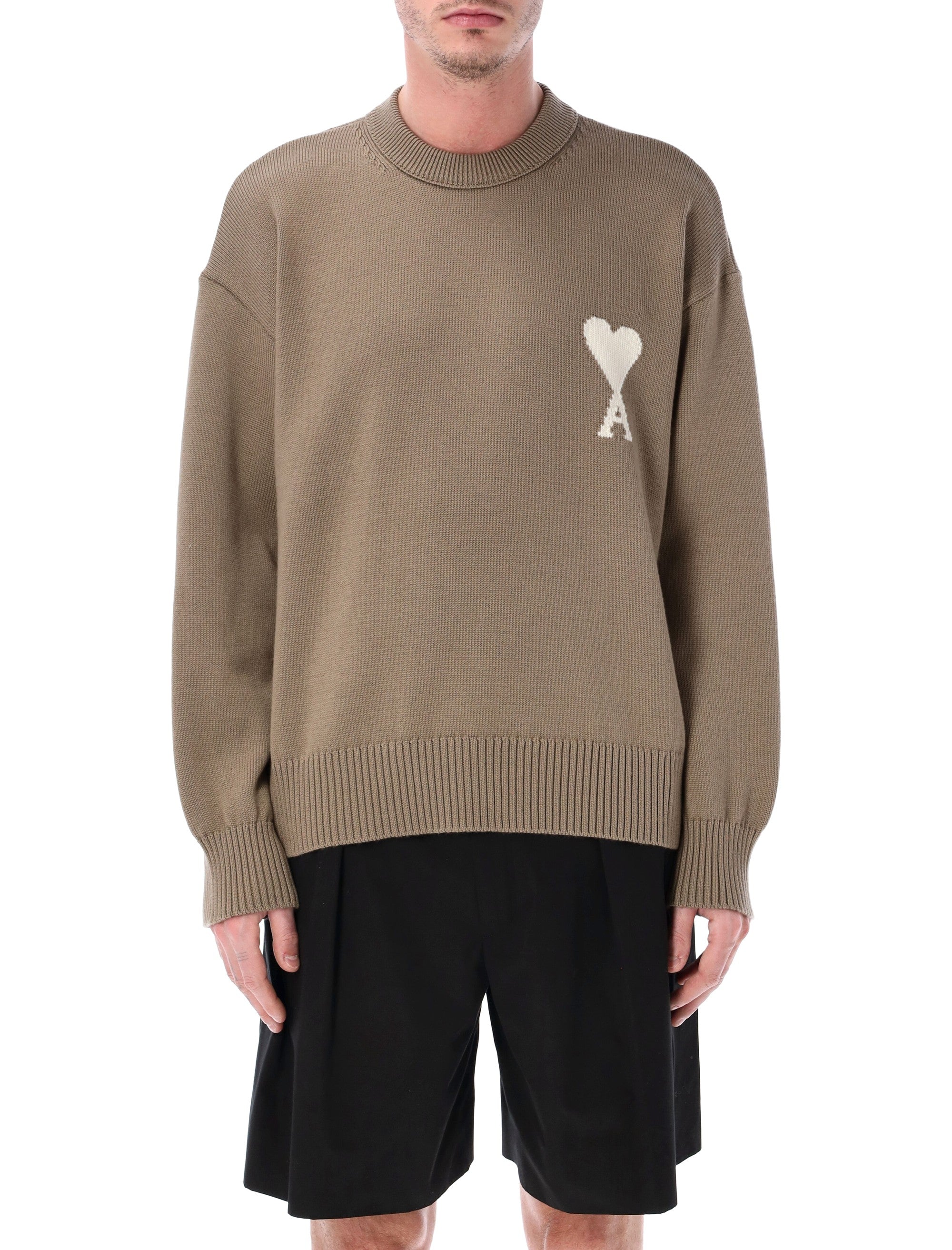 Wool and Cotton Crewneck Ami de Coeur Sweater