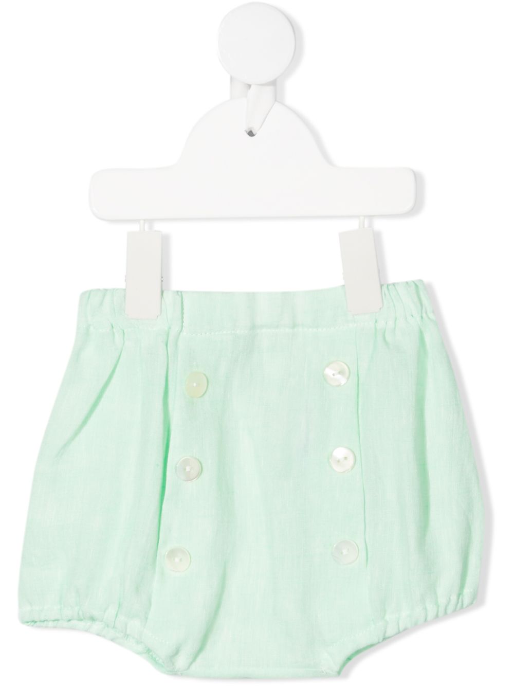 Button-up linen shorts - Green