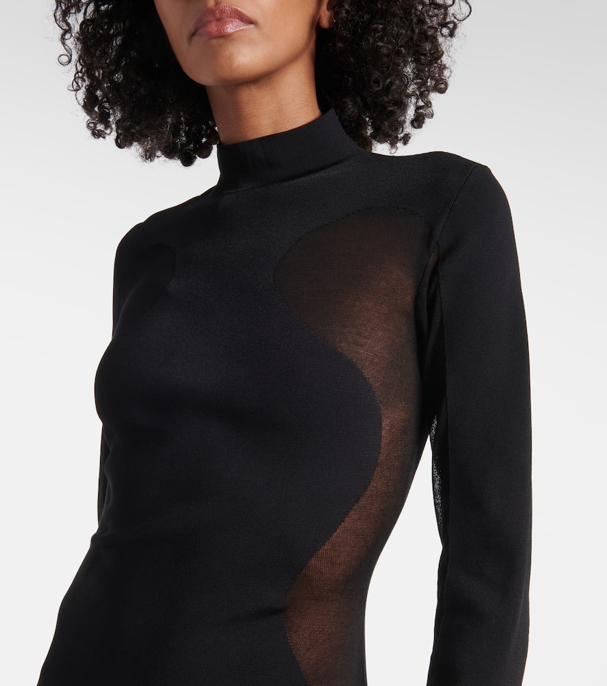 Miracle mesh-paneled knitted maxi dress