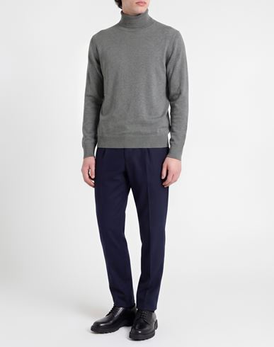 Man Turtleneck Grey Size XXXL Cotton, Merino Wool