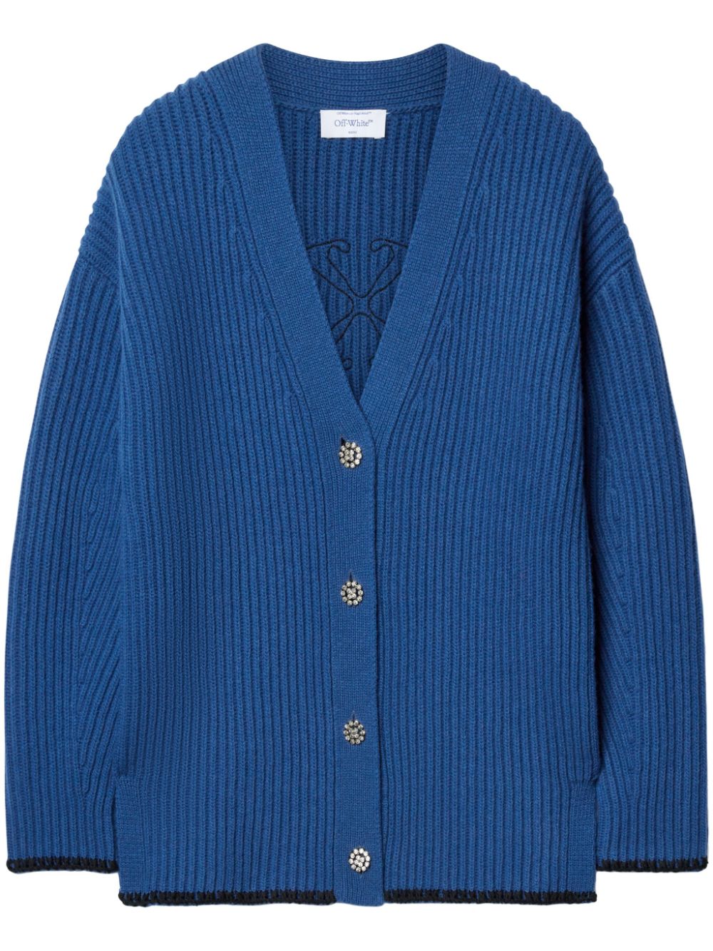 Logo-embroidered cardigan - Blue